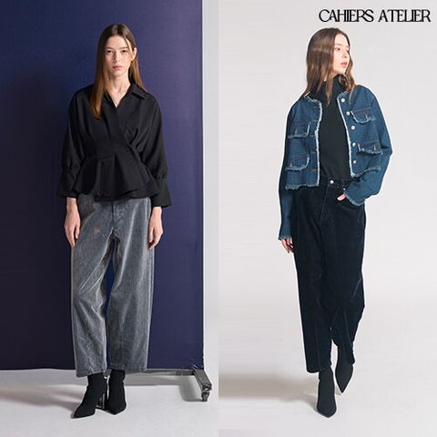 25FW 커브드 벨벳 데님 팬츠