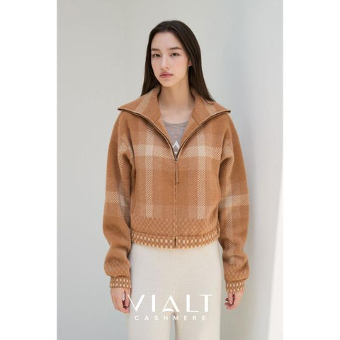 비알트(VIALT) 캐시미어100 체크 집업재킷