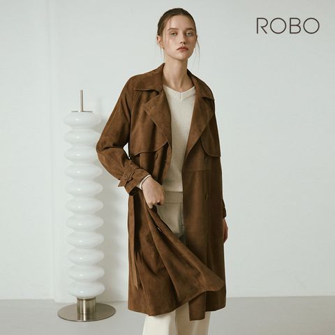 [온플] 25FW 이태리 스웨이드 더블플랩 롱 트렌치코트