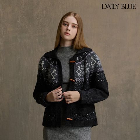 데일리블루 25FW 울 노르딕 니트 케이프 재킷 가디건 1종