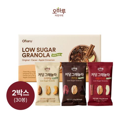 오하루 자연가득 저당 그래놀라 파우치입 2박스 (30봉)