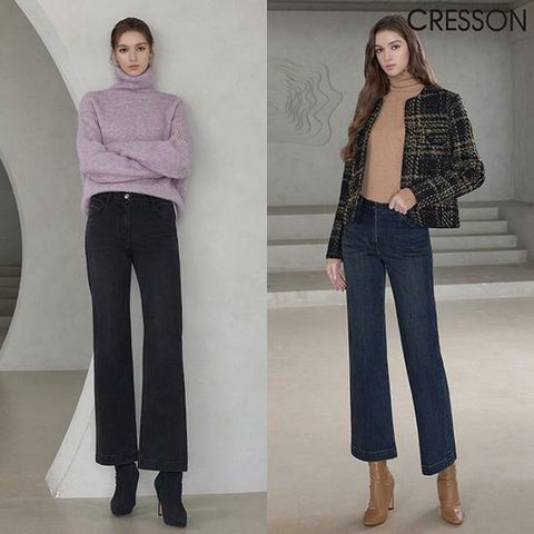 [삼성카드5%할인]크레송 세미와이드 기모데님팬츠