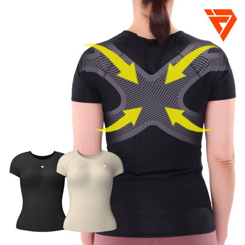 [테이핑테크] (여성용) 바른자세 테이핑웨어 반팔 2종 (블랙 1종+스킨 1종)