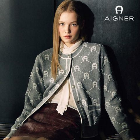 [국민카드5%할인]아이그너 울혼방 모노그램 니트자켓