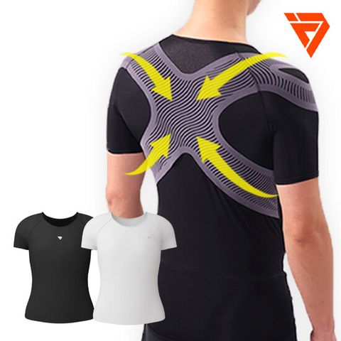 [테이핑테크] (남성용) 바른자세 테이핑웨어 반팔 2종 (블랙 1종+화이트 1종)