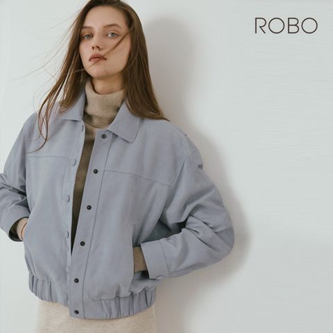 로보 25FW 이태리 스웨이드 커브드 볼륨 블루종