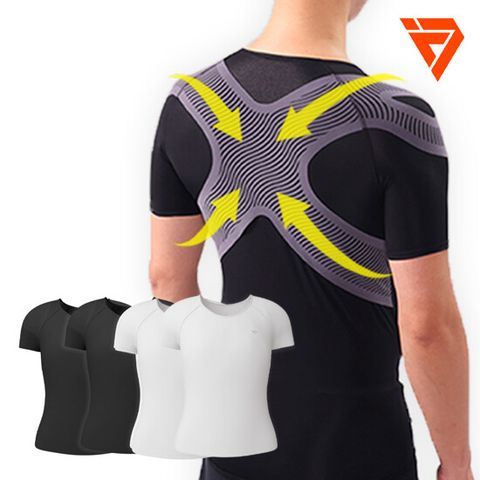 [테이핑테크] (남성용) 바른자세 테이핑웨어 반팔 4종 (블랙2종+화이트2종)