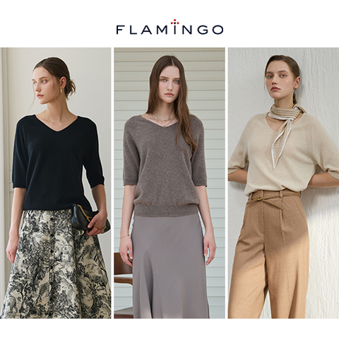 [후라밍고] 더 프리미엄 25FW 화이트 캐시미어 100% 홀가먼트 하프 니트