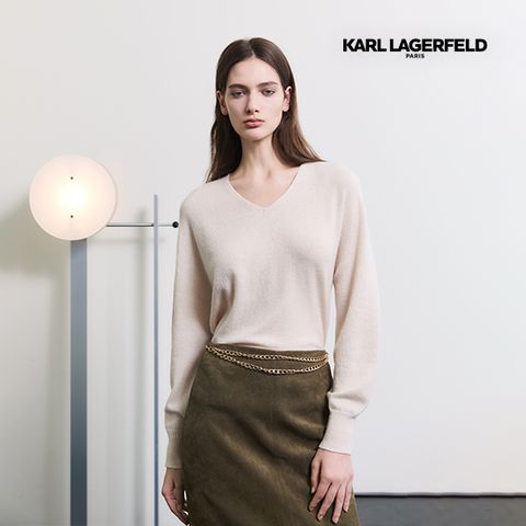 [온플] 칼라거펠트 25FW 캐시미어100 홀가먼트 브이넥 니트