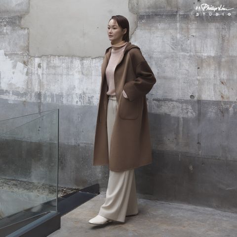 ○25FW 니트레이어드 캐시미어울 블렌딩 롱코트