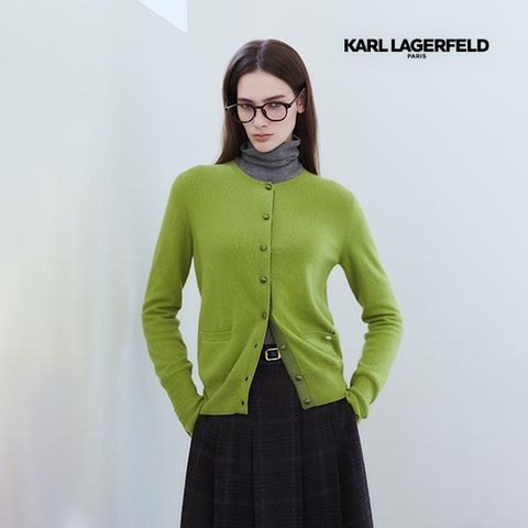 칼라거펠트 25FW 캐시미어100 새틴버튼 가디건