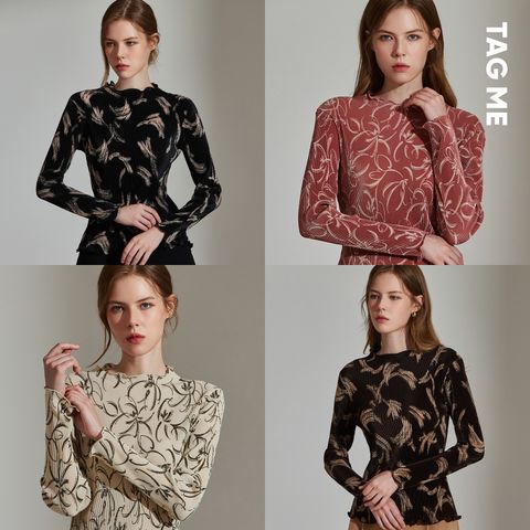 25FW 어텀 아트웍 플리츠 티블라우스 4종