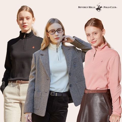 [프리미엄]비버리힐즈폴로클럽! 기모 하프 집업 3종, 여성