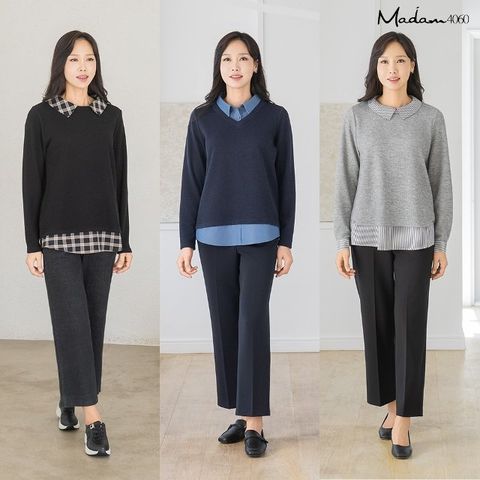 (강력추천) 25FW 마담4060 블라우스 레이어드 니트 3종