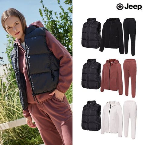 ○ JEEP 25FW 여성 테크 셋업+패딩 베스트 3종