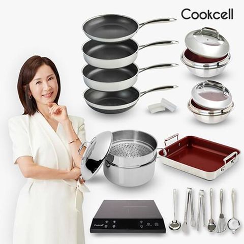 쿡셀 세라믹 블랙에디션 통3중 스텐팬4종+가마솥2종+곰솥+인덕션+30사각멀티팬