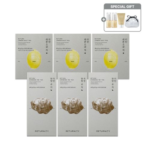 [민슈아PICKㅣ겟뷰패키지]순환 차 3달 클렌징 (레몬소금차 3개 + 한방순차 3개+앰플15ml 2개 + 율무팩20g 1개 + 실버파우치 1개)