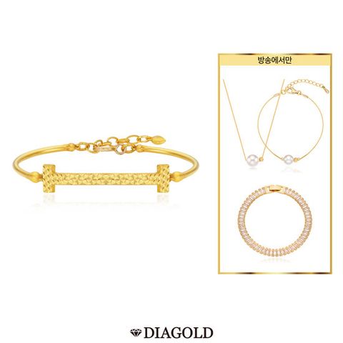 디아골드 24K 순금 H뱅글 팔찌 +14K 진주 목걸이,팔찌세트+테니스팔찌
