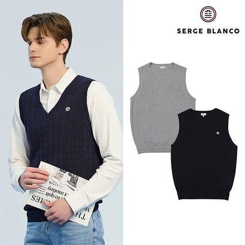 [국민카드5%할인]세르즈블랑코 니트 베스트 남성 2종세트