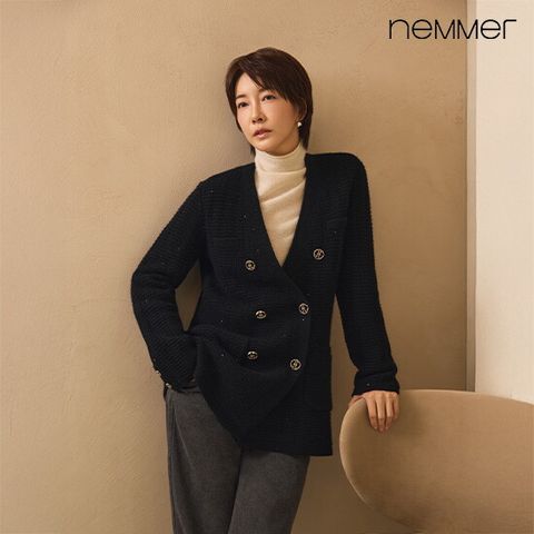 ◎25FW 캐시미어울 타임리스 시퀸 니트자켓