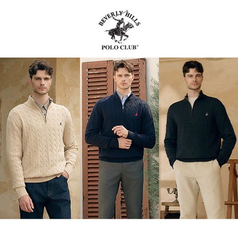 ● 비버리힐스폴로클럽 25FW 남성 울 블렌디드 반집업 케이블 니트 3종
