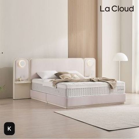 K사이즈 라클라우드 안단테 호텔식 원목 침대 풀패키지(프레임+매트리스+사이드패널+베개X2+침구세트+매트리스커버)+천연라텍스 바디필로우