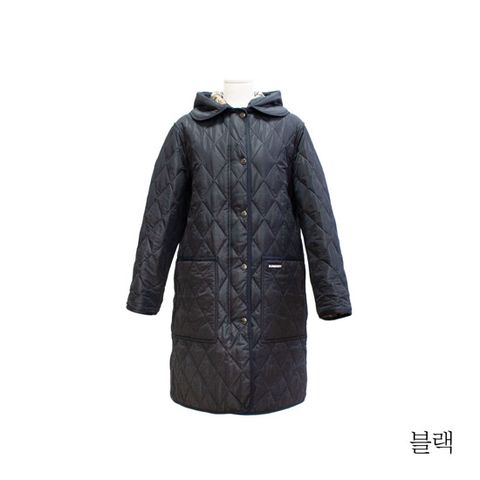 버버리 다이아몬드 퀼티드 롱 후드 코트