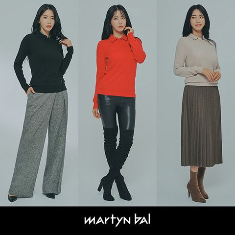 마틴발 여성 울 블렌디드 카라니트 3종