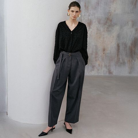 바니스뉴욕 25FW 레오 스트라이프 벨트 팬츠