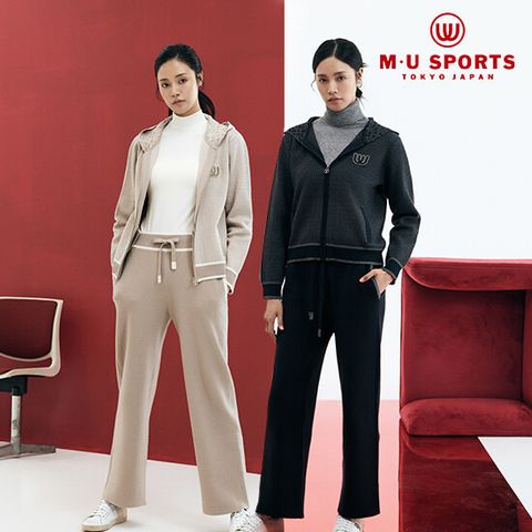 [25FW][MU SPORTS] 엠유 버드아이 자카드 니트셋업 2종 (후드집업+팬츠)