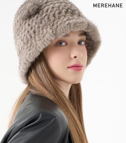 25FW 리얼 밍크 니팅 버킷햇