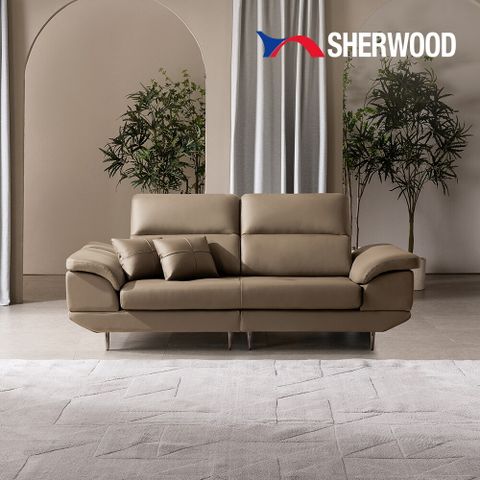 [쉐우드] 리네아 이태리산 천연소가죽 3인 소파 + 스툴 + 쿠션 2EA + 리프트 테이블