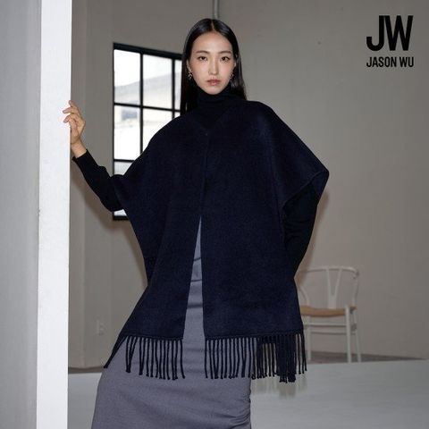 제이슨우 25FW Sophie 울 핸드메이드 프린지 케이프 숄 (4 COLORS)