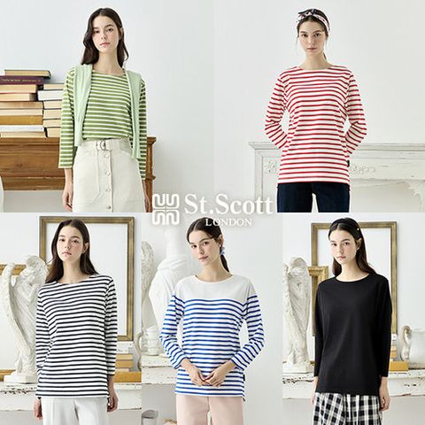 [St.Scott] 세인트 바이오워싱 스트라이프 티셔츠 5종