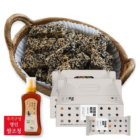 강봉석명인의 명인조청 콩깨강정바 세트 (콩깨강정바 40개+명인쌀조청 480gX1병)