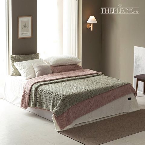 [수퍼킹3종] 더플레오 니트자카드 극세사 스프레드 이불겸 담요