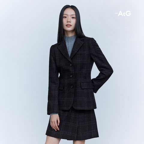 더엣지 울혼방 타탄 체크 자켓