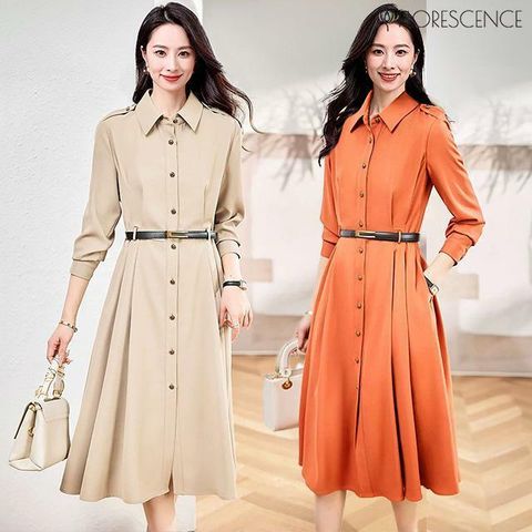 [플로레센스]레트로셔츠원피스+벨트(2종)
