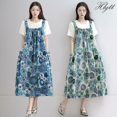 [헬리꽁땡]해바라기민소매원피스2종