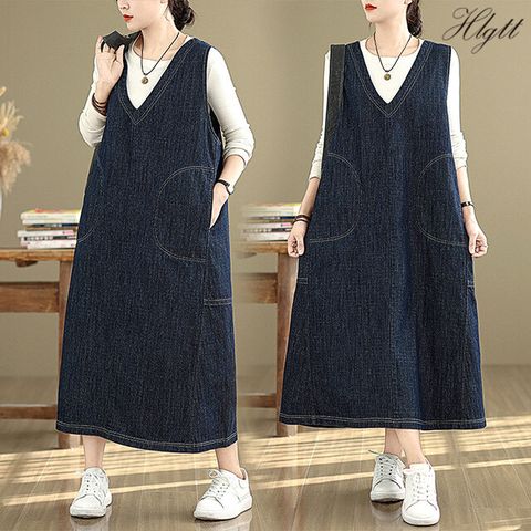 [헬리꽁땡]브이넥큐티데님원피스