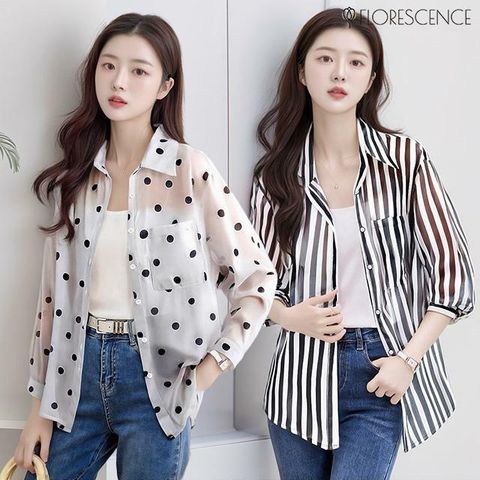 [플로레센스]도트스트라이프시스루셔츠2종