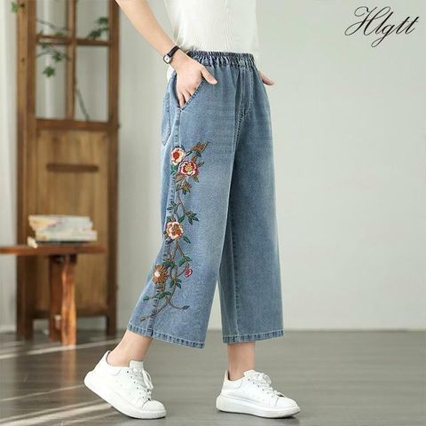 [헬리꽁땡]플로럴자수데님팬츠