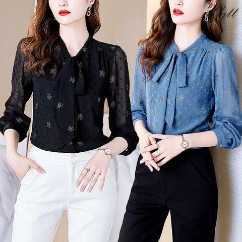 [헬리꽁땡]도트플라워시스루블라우스(색상선택)