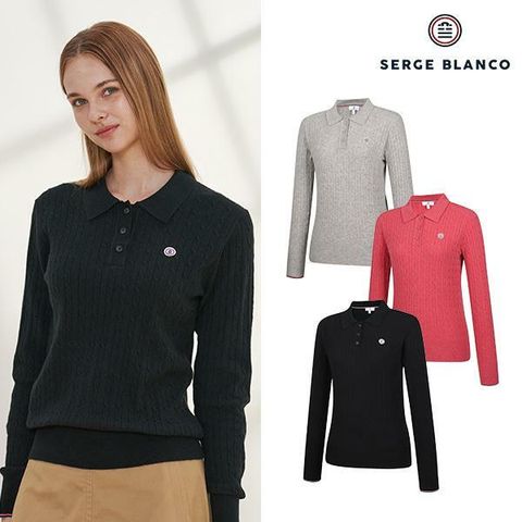 [삼성카드5%할인]세르즈블랑코 24FW 여성 울 블렌디드 케이블 니트 3종