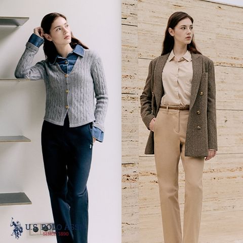 [쿠폰혜택][U.S POLO ASSN.] 25FW 약기모 치노팬츠 2종 여성