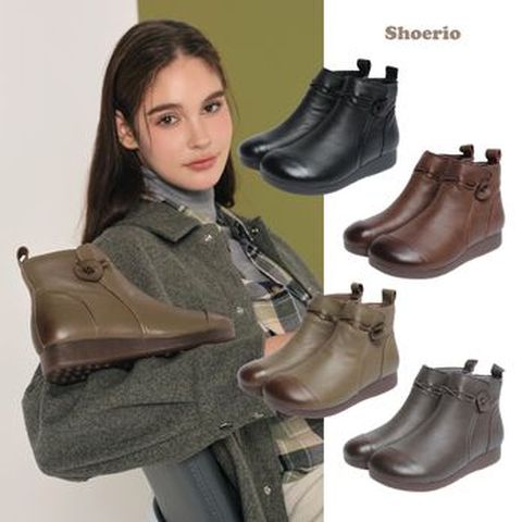 슈리오 소가죽 소프트 라운드 앵클부츠