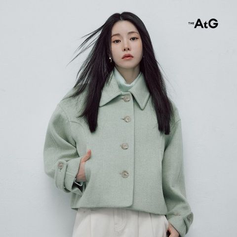 [최초가99,900원] 더엣지 25FW 울혼방 헤링본 하프코트