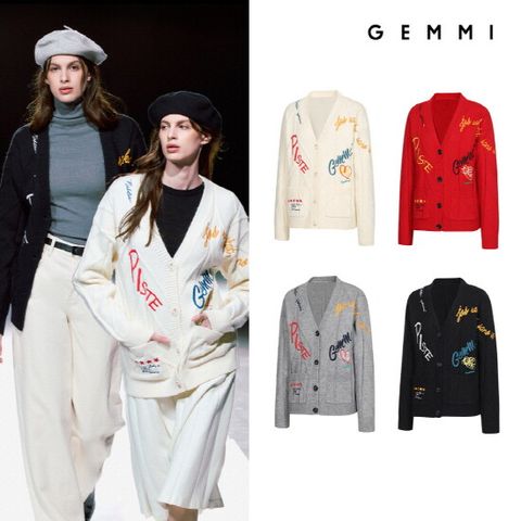 겜미 25FW 여성 아트웍 니트 가디건