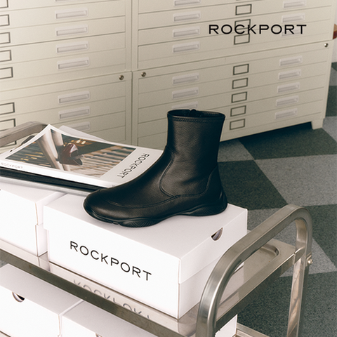 [락포트] 토탈모션 아몬드토 램스킨 스트레치 앵클부츠