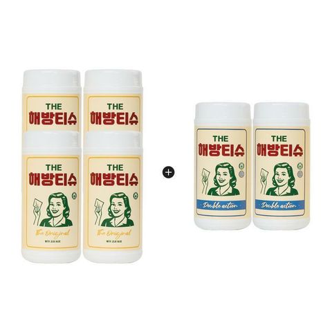 [삼성카드5%할인][방송에서만] [싱글]해방티슈 오리지널4개 더블액션2개 세정티슈 